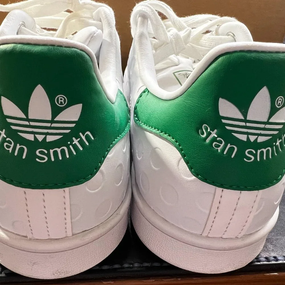 Adidas Stan Smith Green & White Embossed Polka Dot Sneakers - Picture 5 of 13